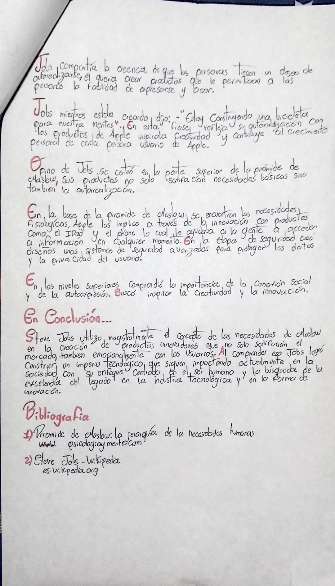 # ¿Como utilizó Steve Jobs el concepto de las necesidados
de Maslow?

Para responder, el concepto u dijetivo que tiene la pregunta hay que
t