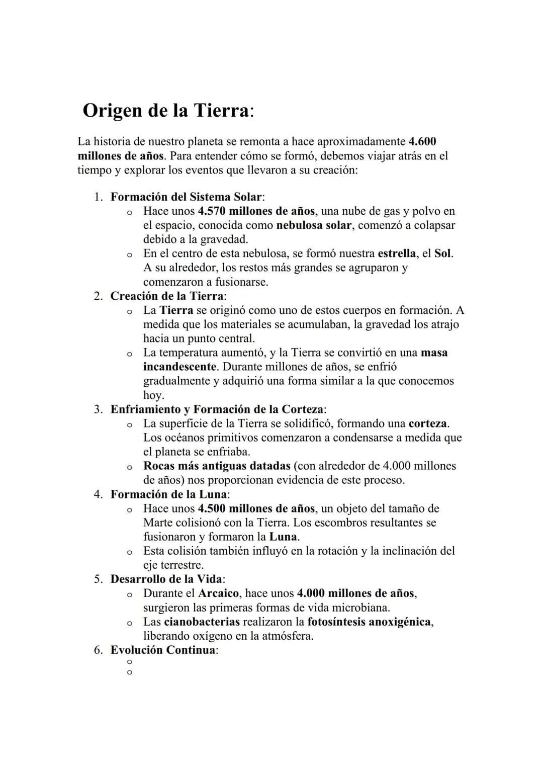 Origen de la Tierra:
La historia de nuestro planeta se remonta a hace aproximadamente 4.600
millones de años. Para entender cómo se formó, d