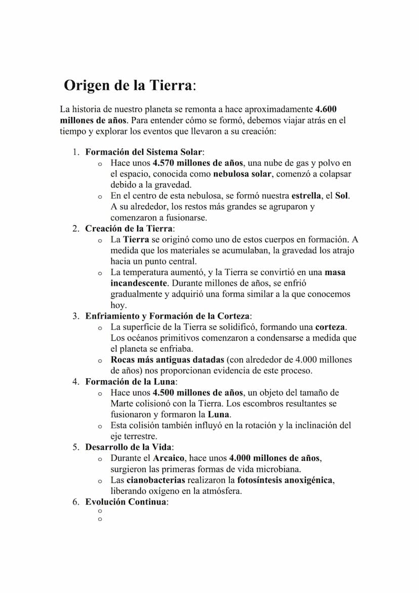 Origen de la Tierra:
La historia de nuestro planeta se remonta a hace aproximadamente 4.600
millones de años. Para entender cómo se formó, d