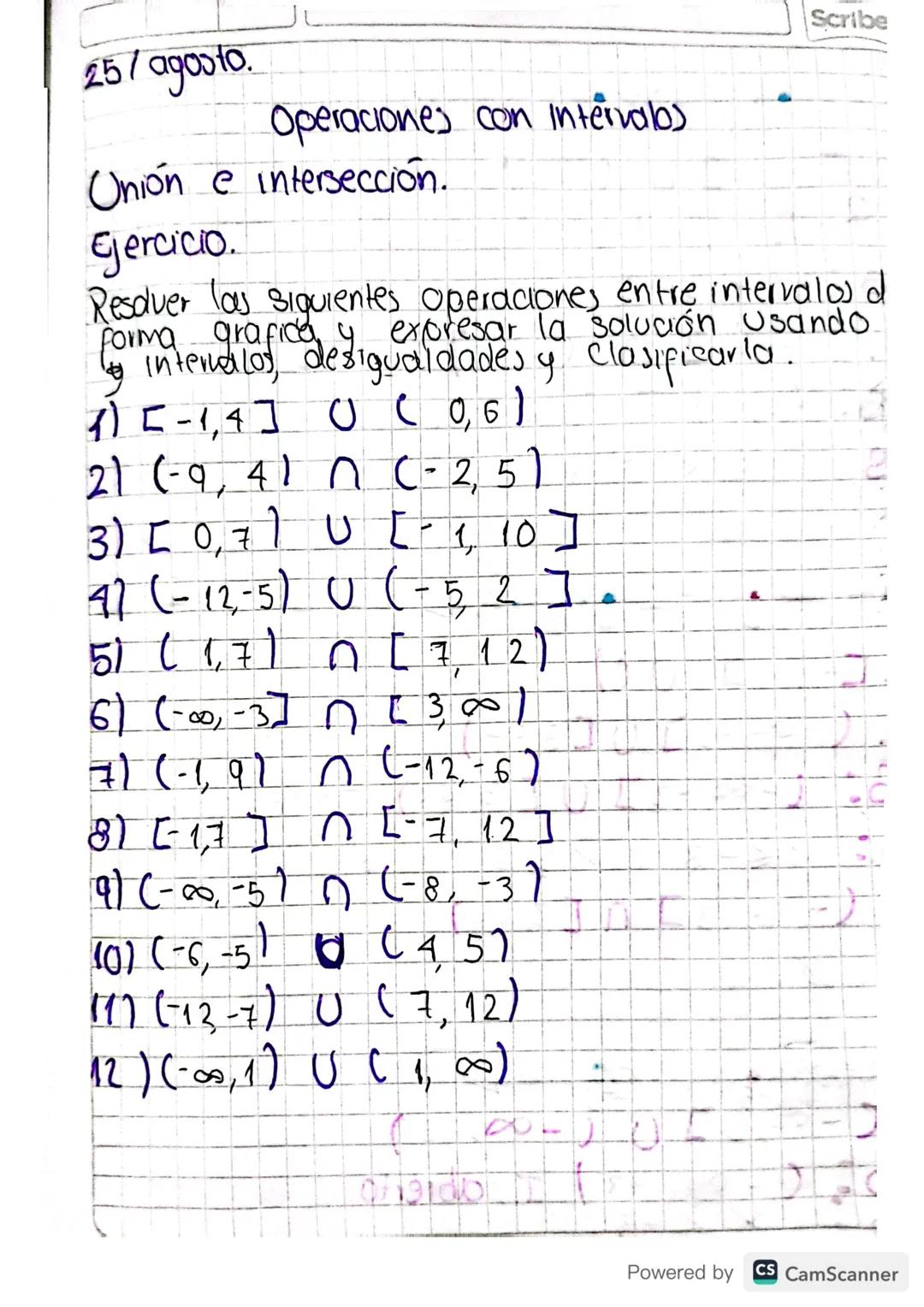 OPERACIONES CON INTERVALOS 