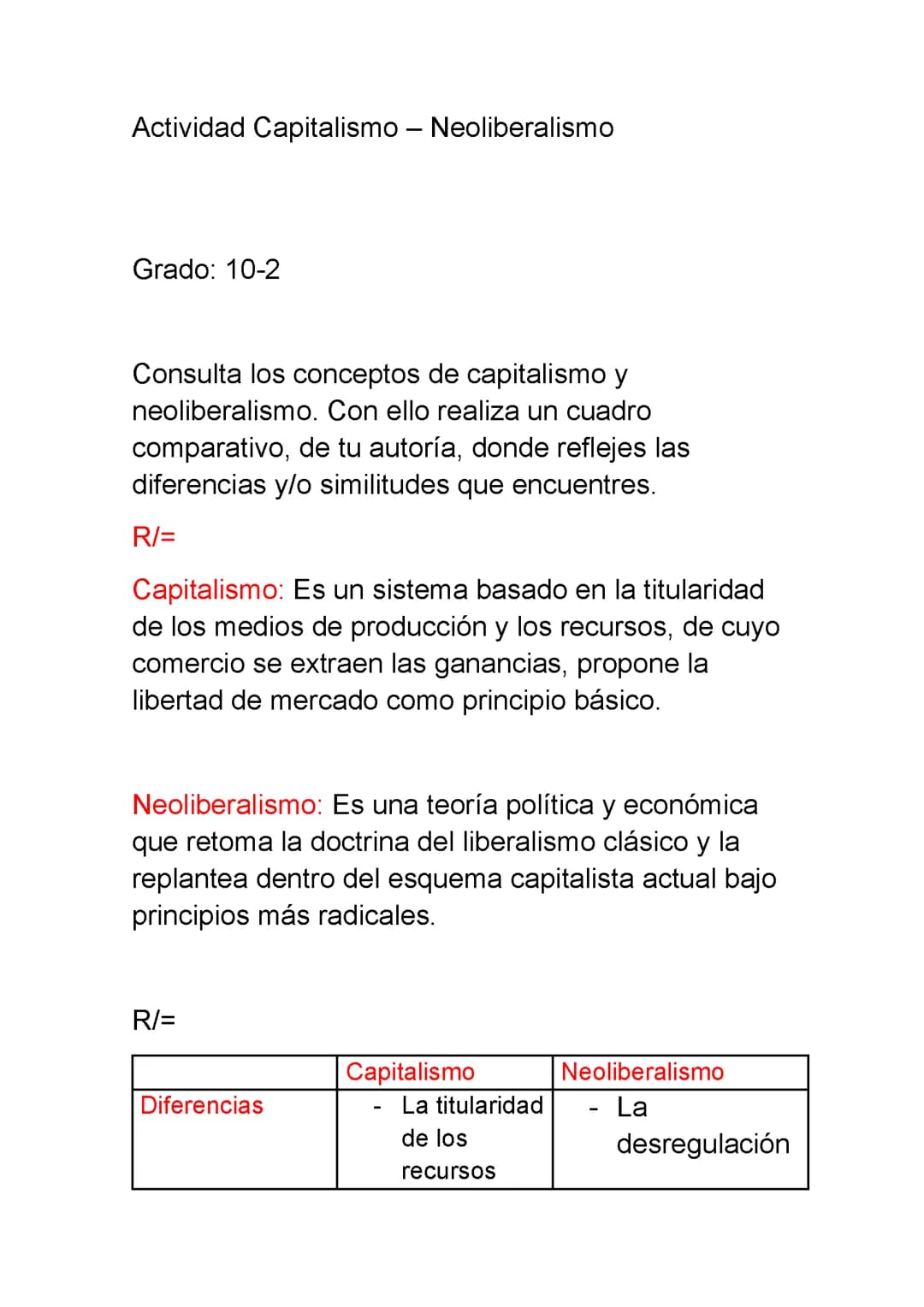 Capitalismo y neoliberalismo 