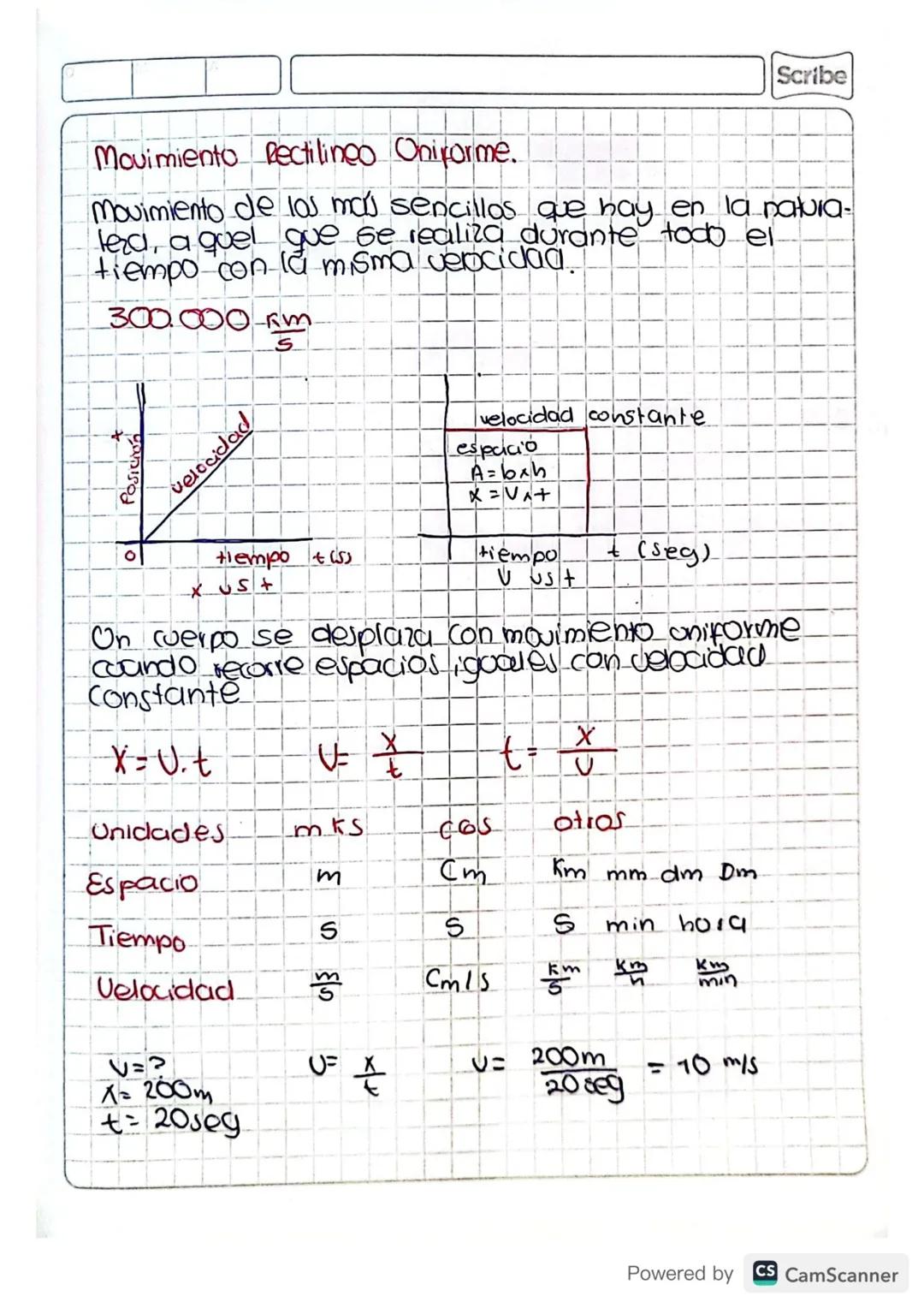 Scribe
Movimiento Rectilineo Oniforme.
Movimiento de los más sencillos que hay en la natura-
leza, a quel que se realiza durante todo el
tie