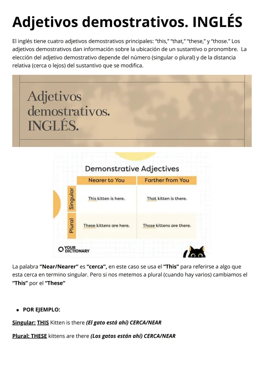 Adjetivos demostrativos. INGLÉS
El inglés tiene cuatro adjetivos demostrativos principales: "this," "that," "these," y "those." Los
adjetivo