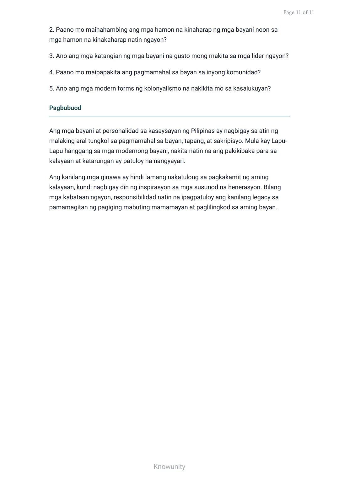 Kolonyalismo at Imperyalismo sa Asya at Pilipinas: Mga Bayani
Pag-aaral sa mga bayani at personalidad sa panahon ng
kolonyalismo
Mga Layunin