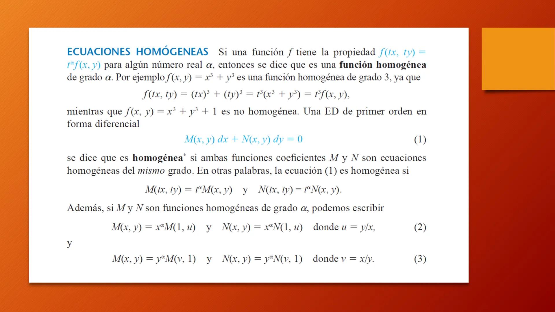 # ECUACIONES
## DIFERENCIALES
PRIMER ORDEN - SUSTITUCIONES SOLUCIONES POR SUSTITUCIÓN

INTRODUCCIÓN Normalmente resolvemos una ecuación dife