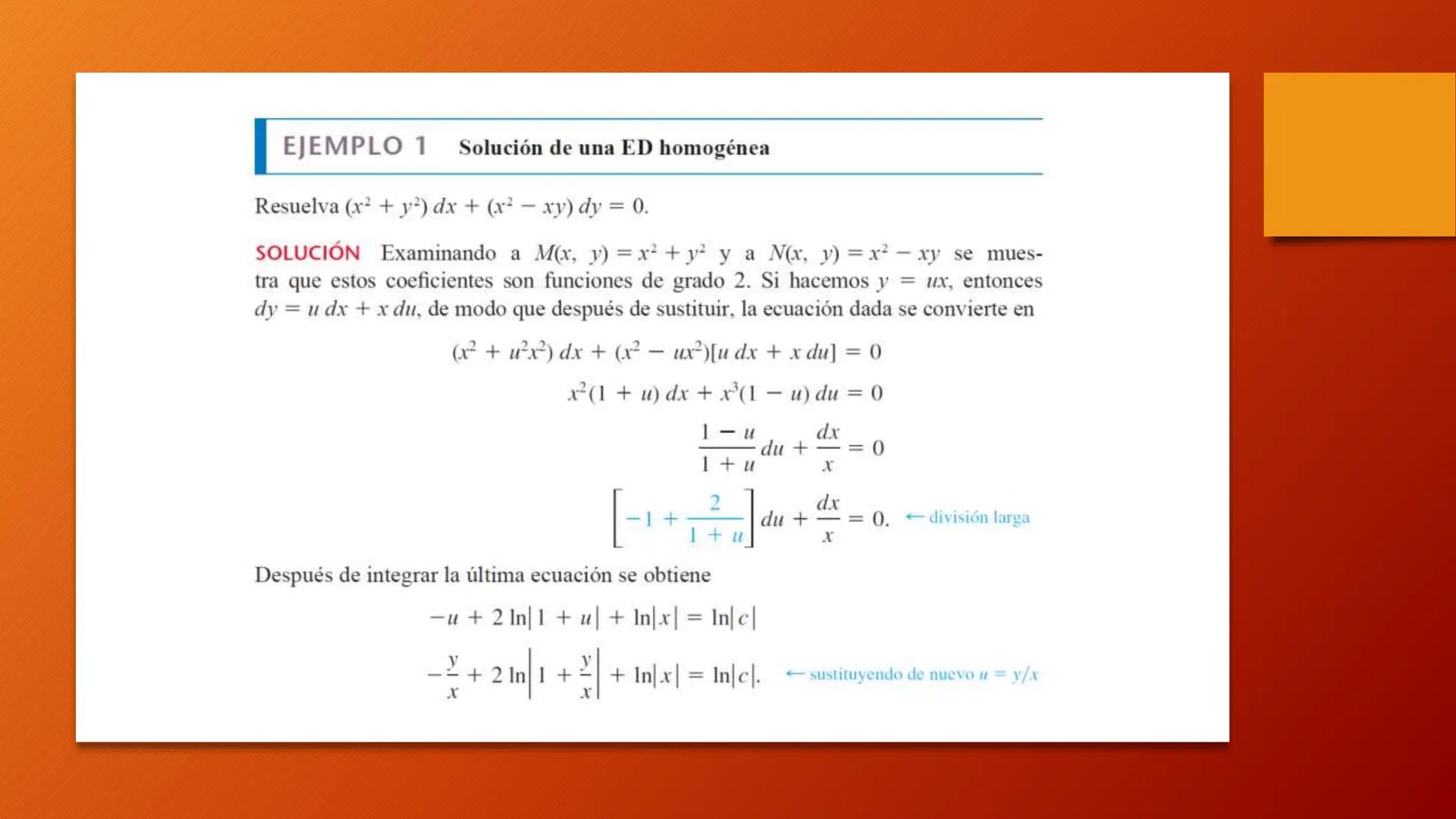 # ECUACIONES
## DIFERENCIALES
PRIMER ORDEN - SUSTITUCIONES SOLUCIONES POR SUSTITUCIÓN

INTRODUCCIÓN Normalmente resolvemos una ecuación dife