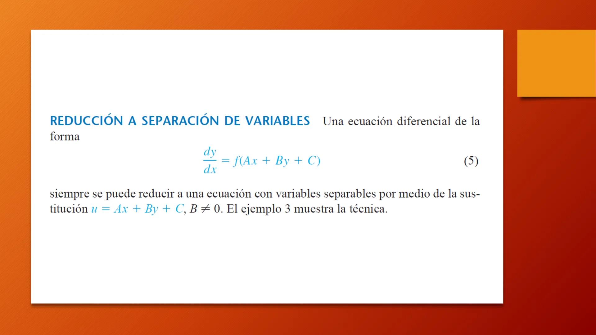 # ECUACIONES
## DIFERENCIALES
PRIMER ORDEN - SUSTITUCIONES SOLUCIONES POR SUSTITUCIÓN

INTRODUCCIÓN Normalmente resolvemos una ecuación dife