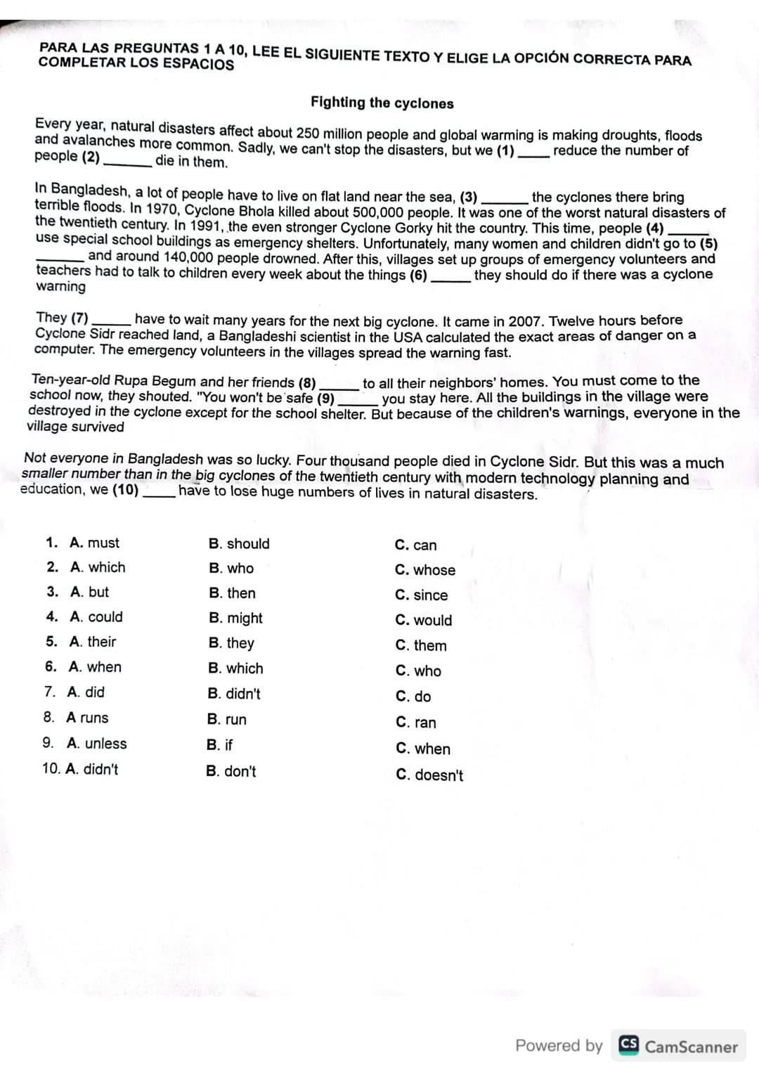 PARA LAS PREGUNTAS 1 A 5, LEE EL SIGUIENTE TEXTO Y ELIGE LA OPCIÓN CORRECTA PARA
COMPLETAR LOS ESPACIOS
Pictures in your hair
A salon owner 