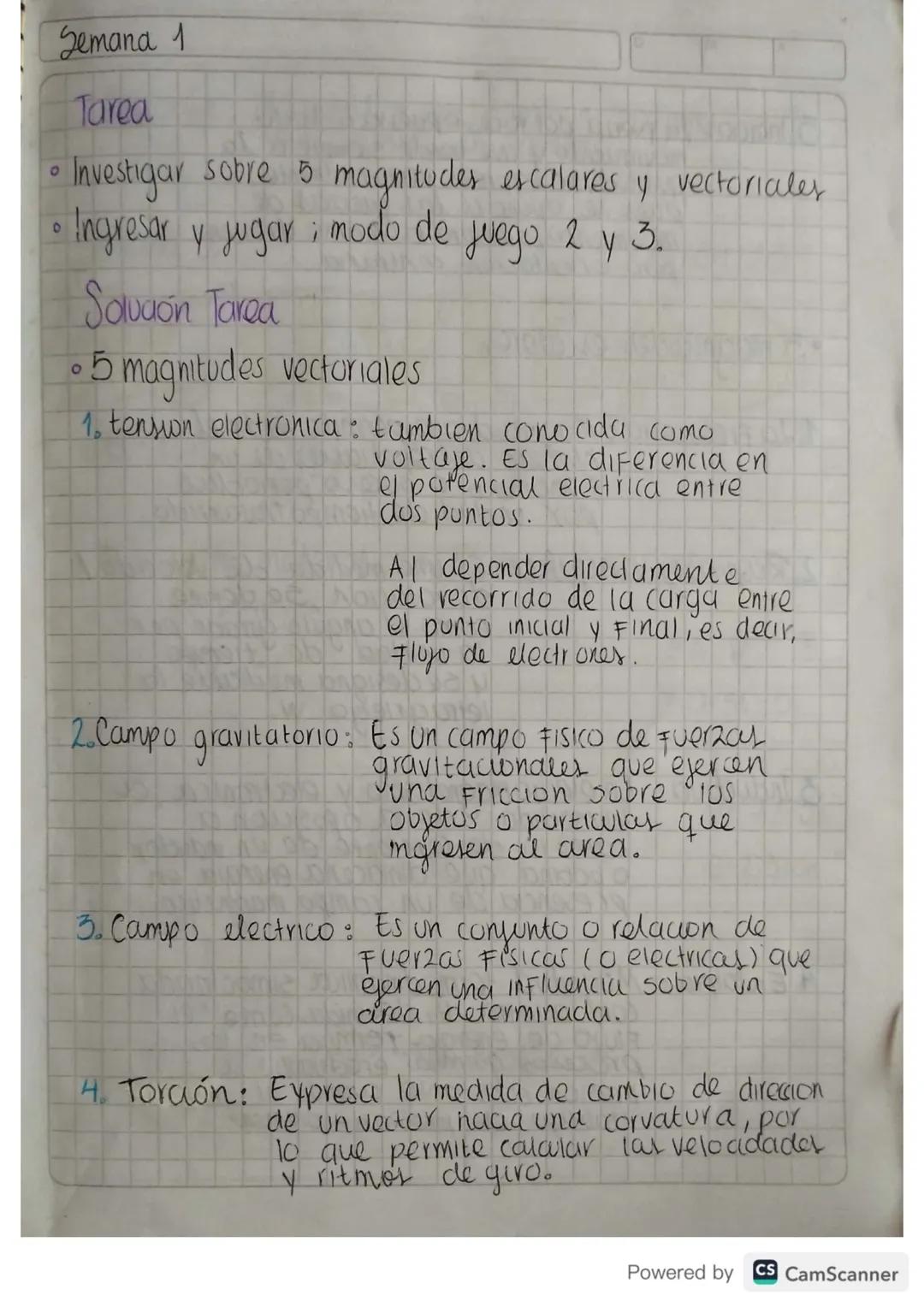 0
0
Semana 1
Tarea
Investigar sobre 5 magnitudes escalares y vectoriales
• Ingresar y jugar; modo de
Soludon Tarea
0
• 5 magnitudes vectoria