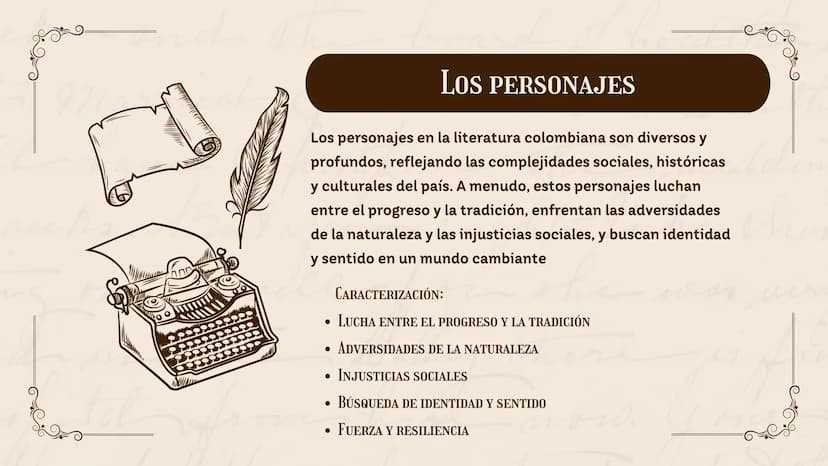 HISTORIA DE LA
he
LITERATURA
EN COLOMBIA
Nombre: XXXX
now. 01 Introducción
02
Historia de la Literatura
03
Los Personajes
04 Obras Clásicas
