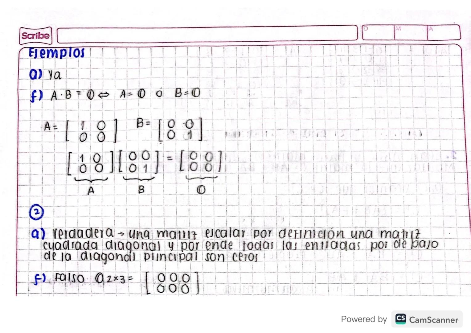 operaciones
SUMA Deben ser del mismo orden/se (uma componente a
EIM:
.
componente
A=L2-3] B = [456]
C=A+B=[573]
.
CAI FISLAM
D=
-2
19 5
E=
प