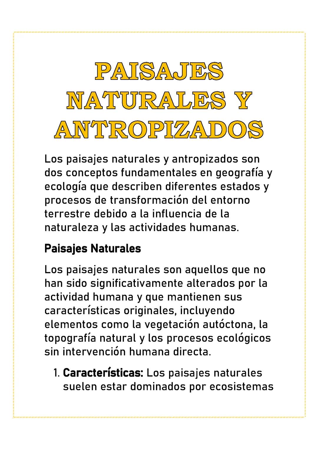 PAISAJES NATURALES Y ANTROPIZADOS 