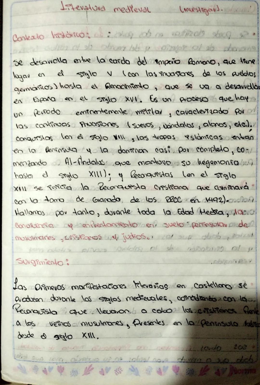 Literatura medieval

Contexto históriσος
:
Linvestigard.

se desarrolla entue la carda del imperio Romano, que tiene
lugar en el siglo v (co