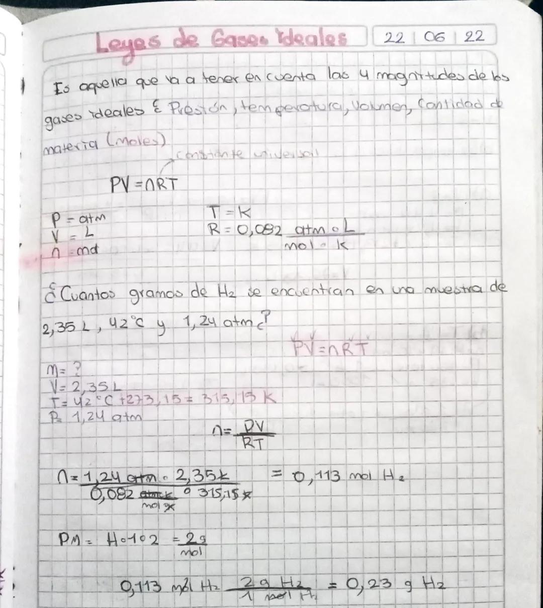 Leyes de Gases ideales
22 06 22
Is aquella que va a tener en cuenta las 4 magnitudes de los
gases
ideales
ε Presión, temperatura, Volumen, c