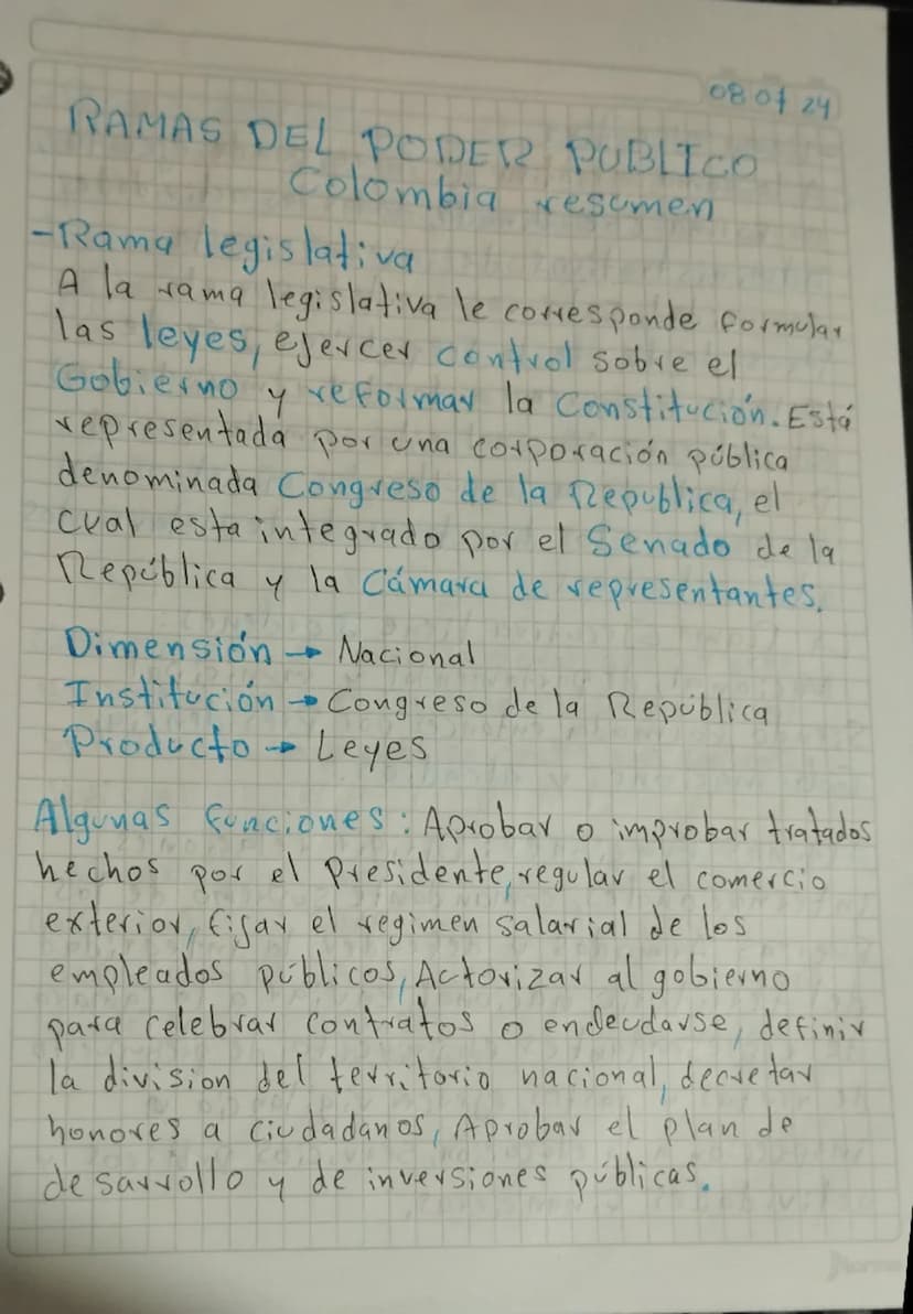 08 of 24
RAMAS DEL PODER PUBLICO
Colombia resumen
-Rama legislativa
A la rama legislativa le corresponde formular
las leyes, ejercer control