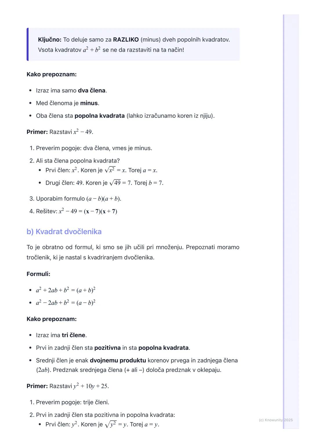 # Razstavljanje izrazov

Kaj je razstavljanje izrazov?

Razstavljanje (ali faktorizacija) algebrskih izrazov je postopek, pri katerem
vsoto 