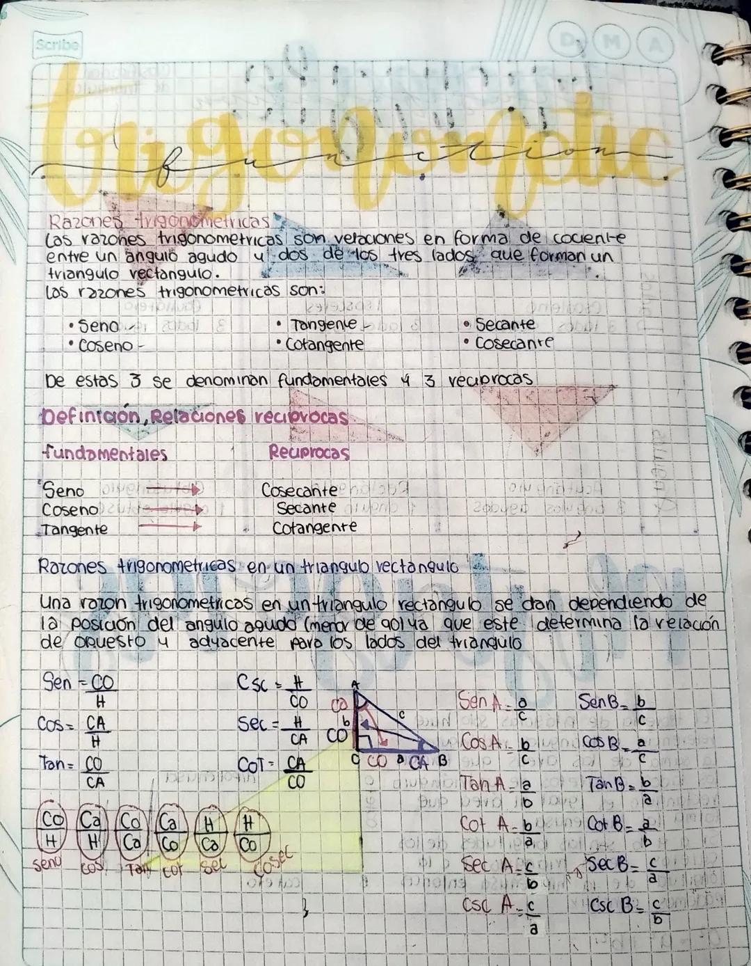 # Trigonometria

Razones trigonometricas

Las razones trigonometricas som velaciones en forma de cociente
entre un angulo agudo udos de los 