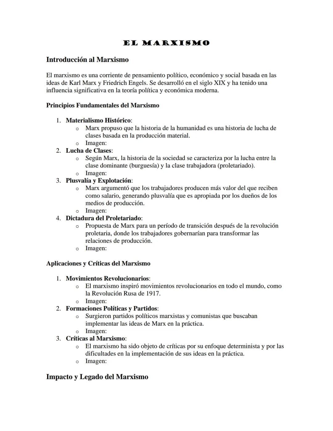 EL MARXISMO
Introducción al Marxismo
El marxismo es una corriente de pensamiento político, económico y social basada en las
ideas de Karl Ma