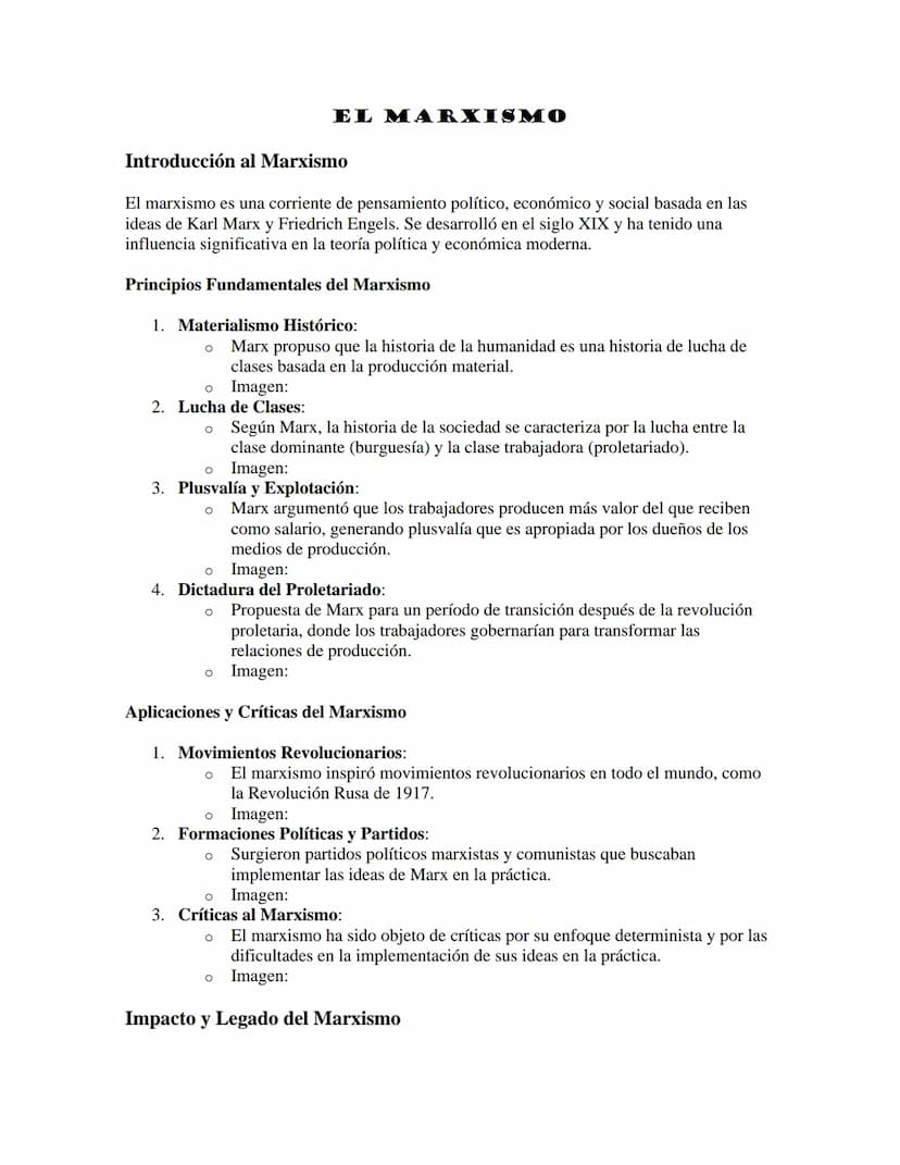 EL MARXISMO
Introducción al Marxismo
El marxismo es una corriente de pensamiento político, económico y social basada en las
ideas de Karl Ma