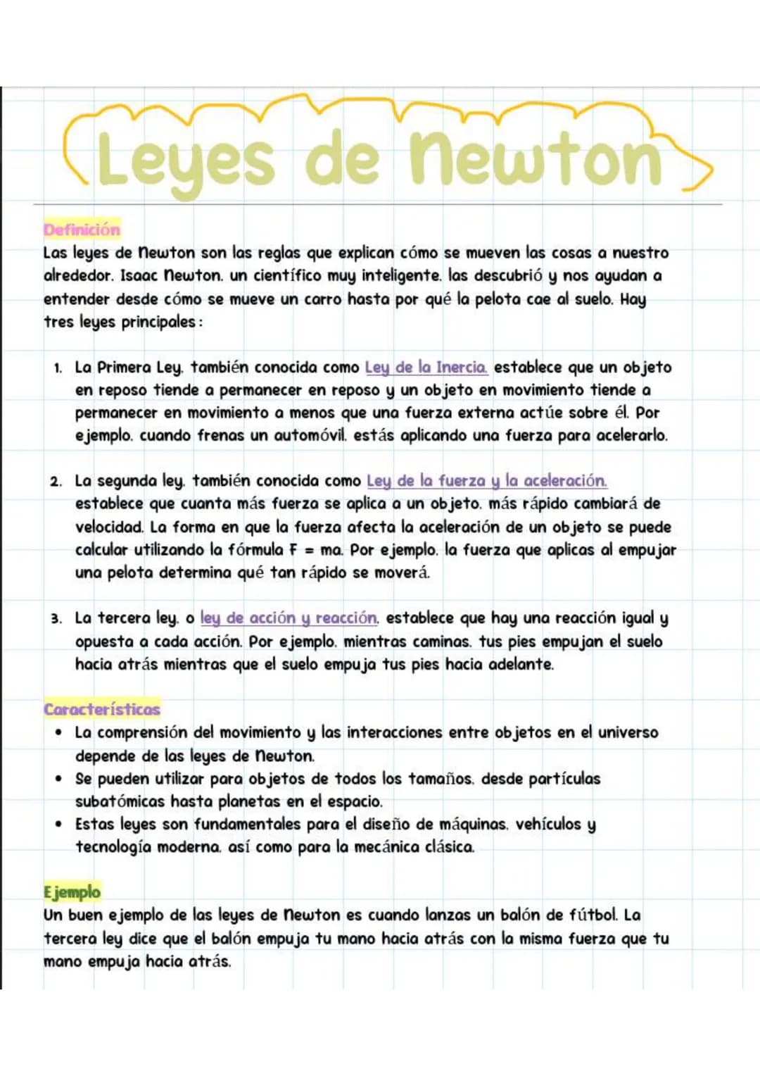 Leyes de newton
Definición
Las leyes de Newton son las reglas que explican cómo se mueven las cosas a nuestro
alrededor. Isaac Newton. un ci