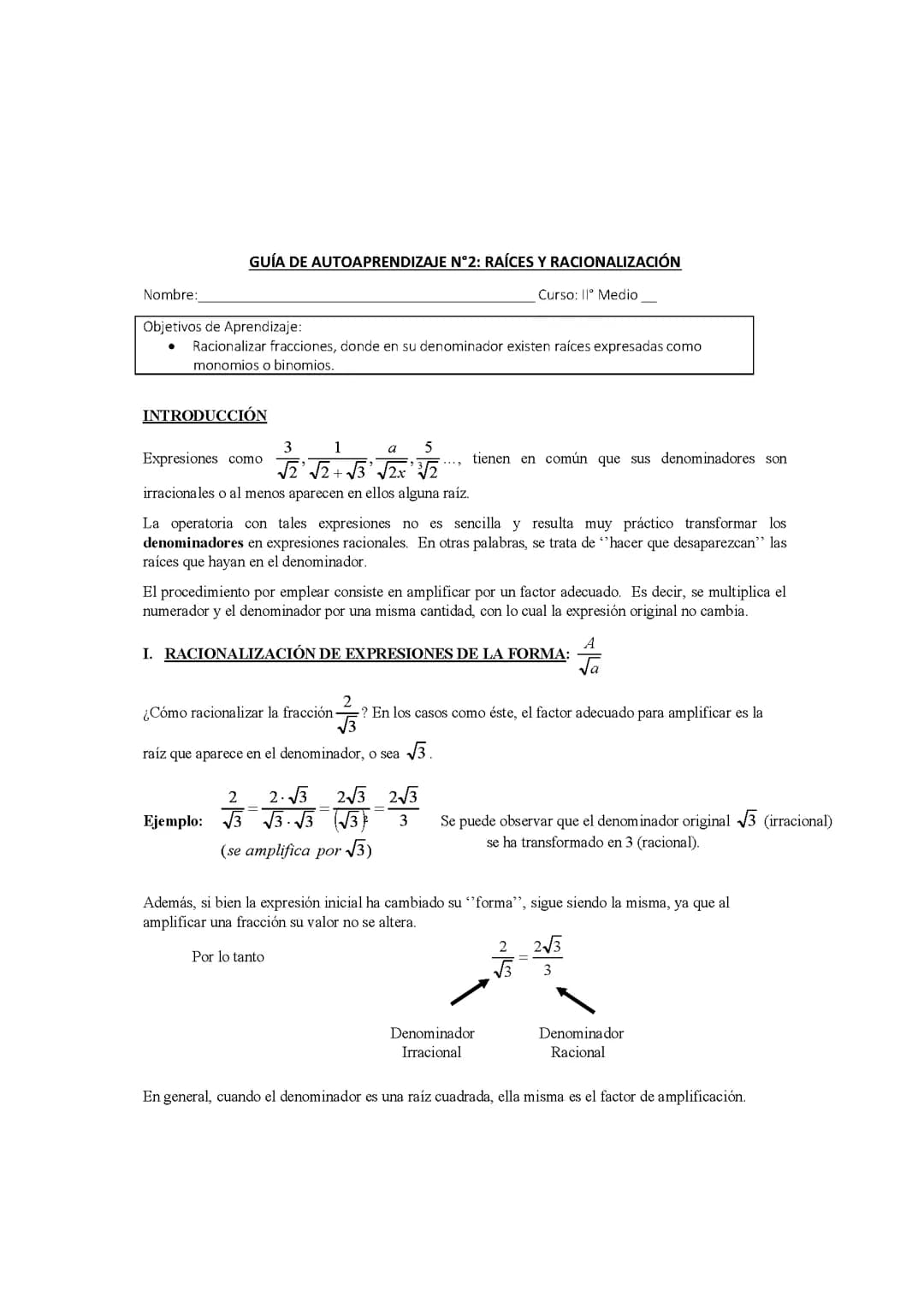 Raíces y Racionalización 