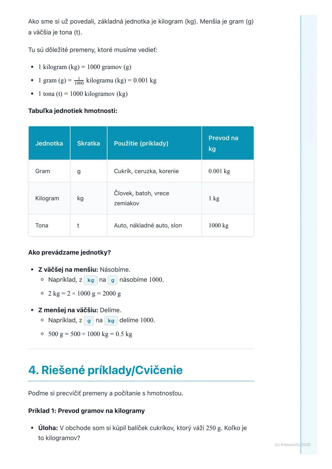# Meranie hmotnosti

## 1. Úvod k meraniu hmotnosti

Dnes si zopakujeme, čo je to hmotnosť a ako ju meriame. Je to dôležité, lebo
hmotnosť s