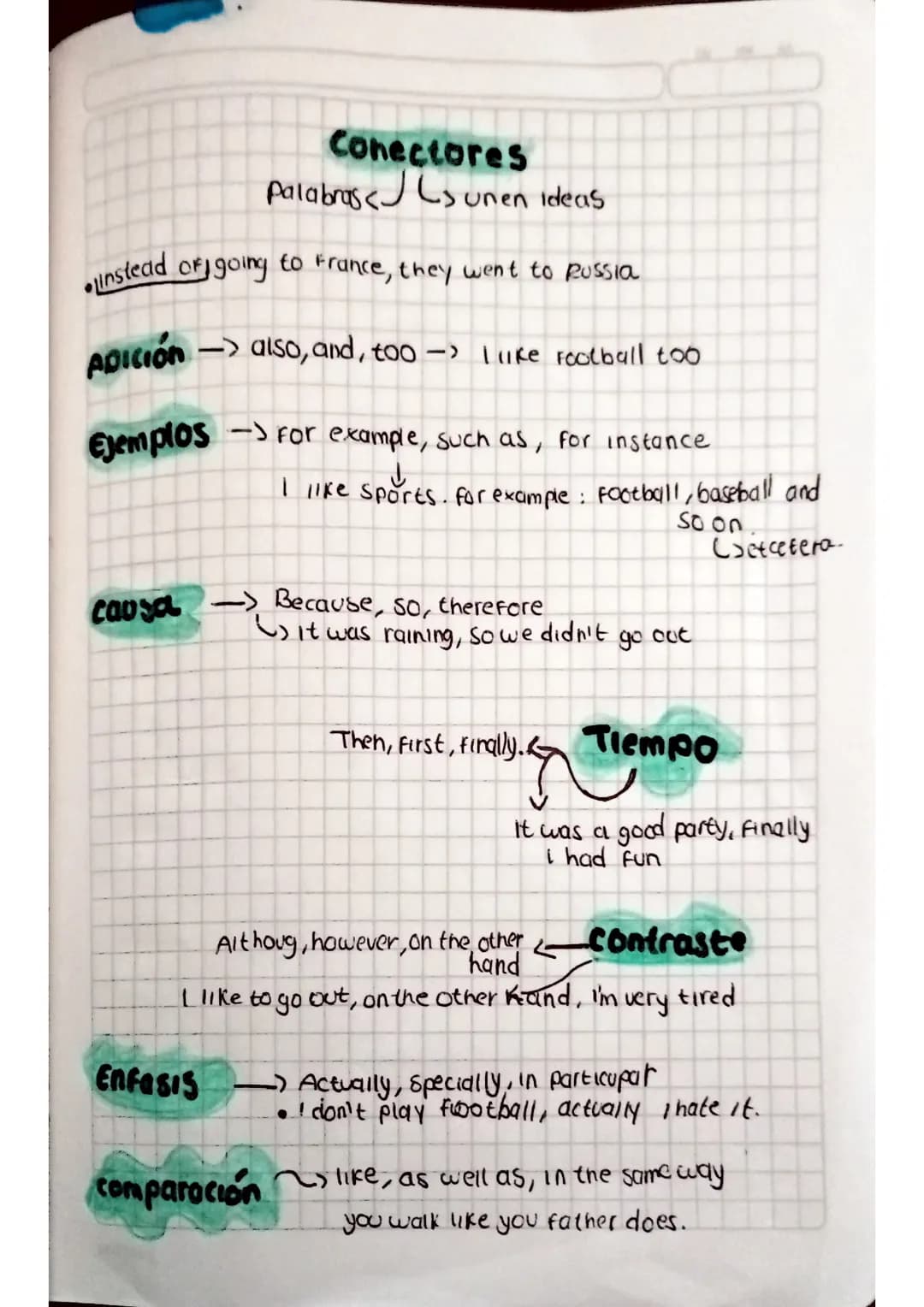 conectores de texto en ingles