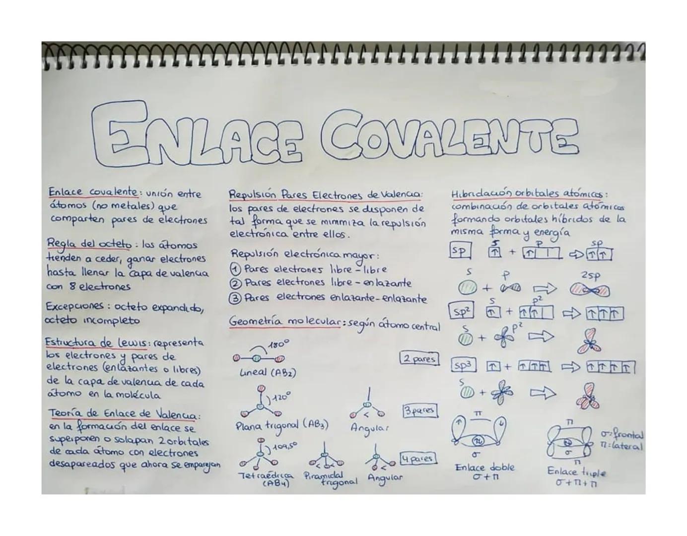 ENLACE COVALENTE
Enlace covalente: unión entre
átomos (no metales)
que
comparten pares de electrones
Regla del octeto: los átomos
tienden a 