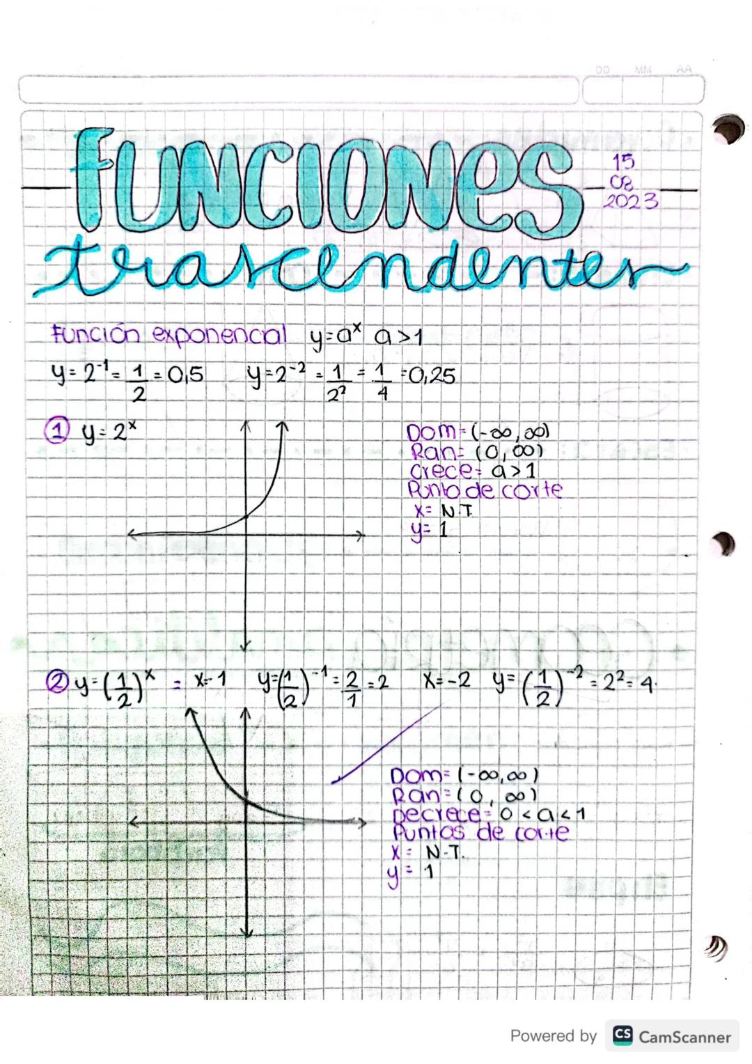 FUNCIÓN TRASCENDENTE Y A TROZOS