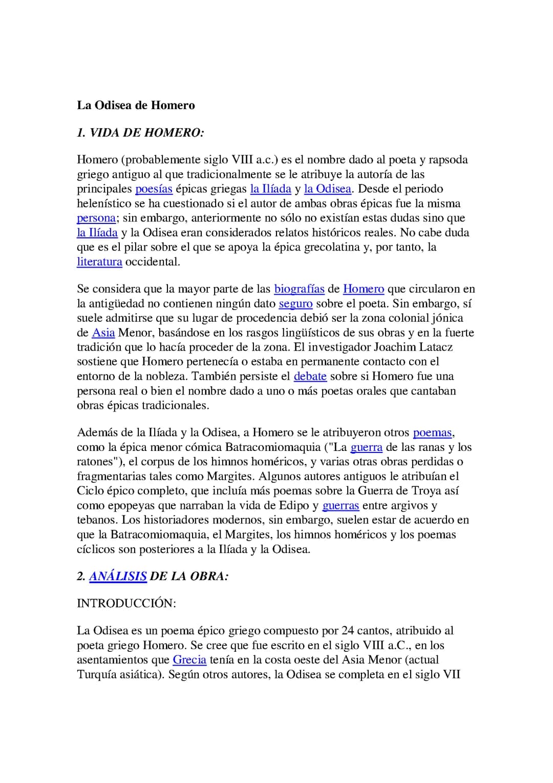 La Odisea de Homero