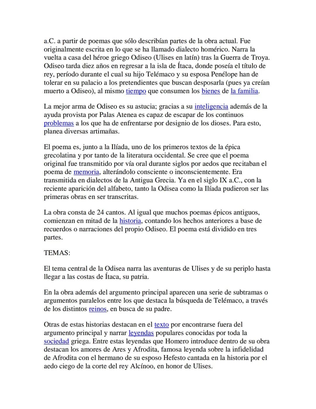 La Odisea de Homero
1. VIDA DE HOMERO:
Homero (probablemente siglo VIII a.c.) es el nombre dado al poeta y rapsoda
griego antiguo al que tra