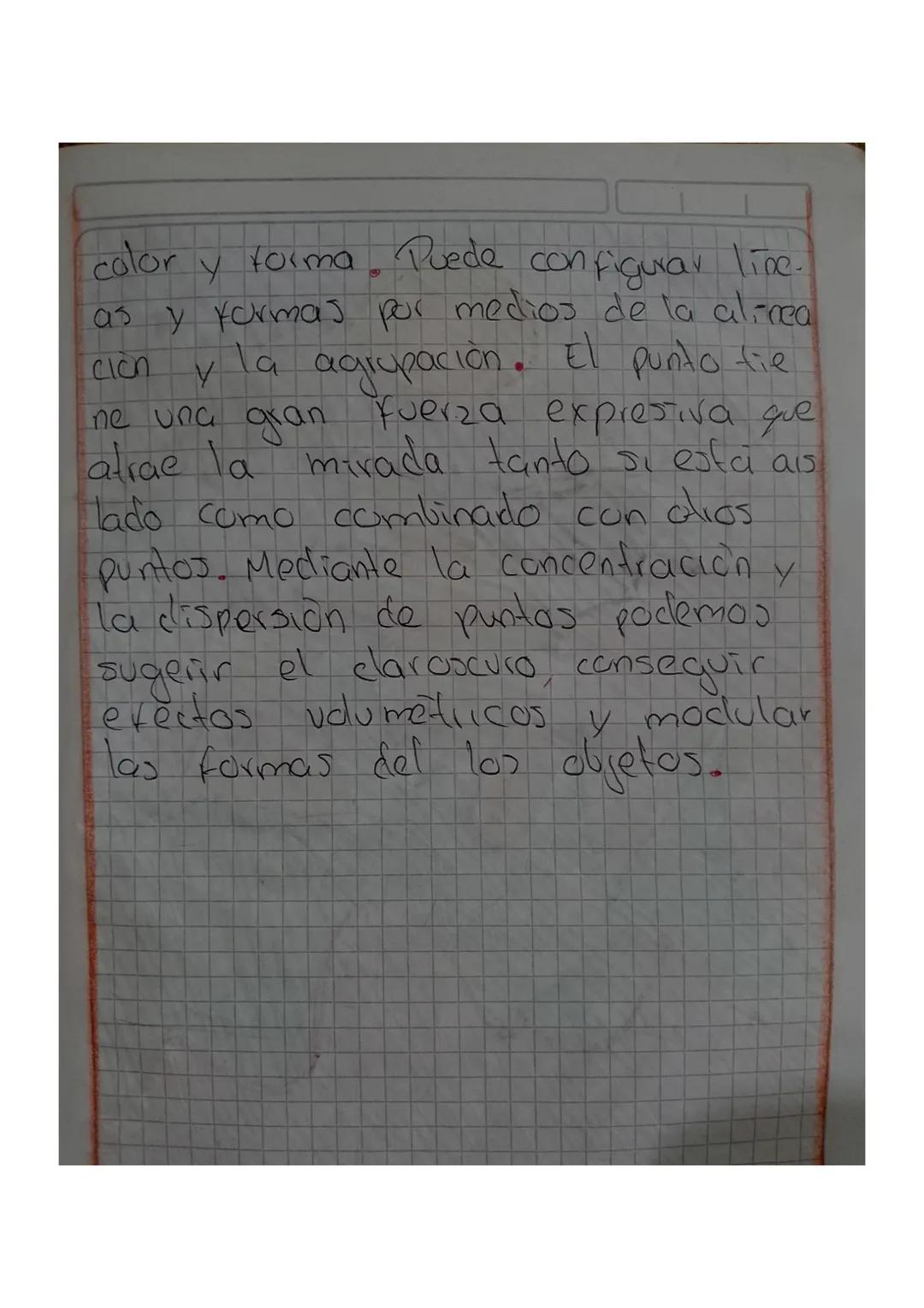 El punto y la linea
punto y
Punto Es el elemento base de la co-
municación visual. El punto grafico es
perceptible, frente al punto geometri
