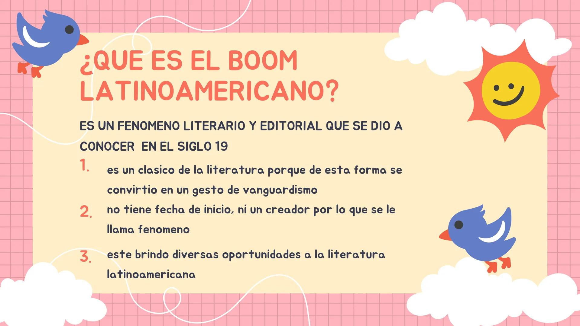 # BOOM

LATINOAMERICANO

fenomeno literario # ¿QUE ES EL BOOM
LATINOAMERICANO?

ES UN FENΟΜΕΝΟ LITERARIO Y EDITORIAL QUE SE DIO A
CONOCER EN