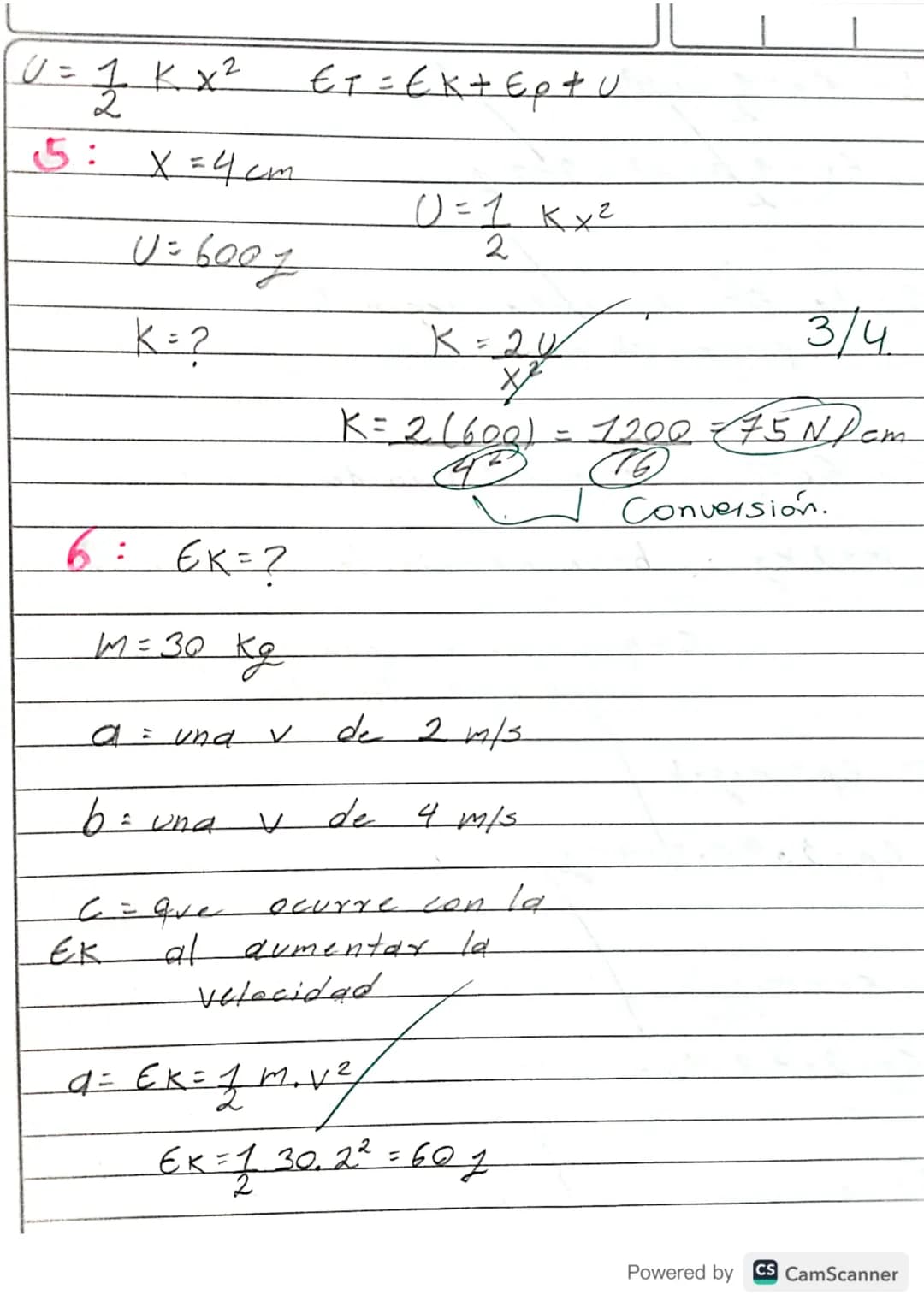 TALLER 3. ENERGÍA
1. ¿A qué velocidad se mueve un cuerpo de
20Kg de masa que posee una energia
cinética de 1000J? R/=10m/s
2. ¿Qué trabajo d