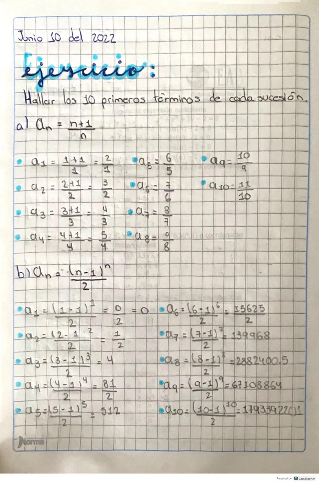 Junio 312022
Tema: Series y sucesiones
Susier I Sucesiones
Ejemplo
a)an = n-3
c) an = n-4
n
b) an = 2n - 4
n
-> Serie: -3, -1,
-
dlan = n-4
