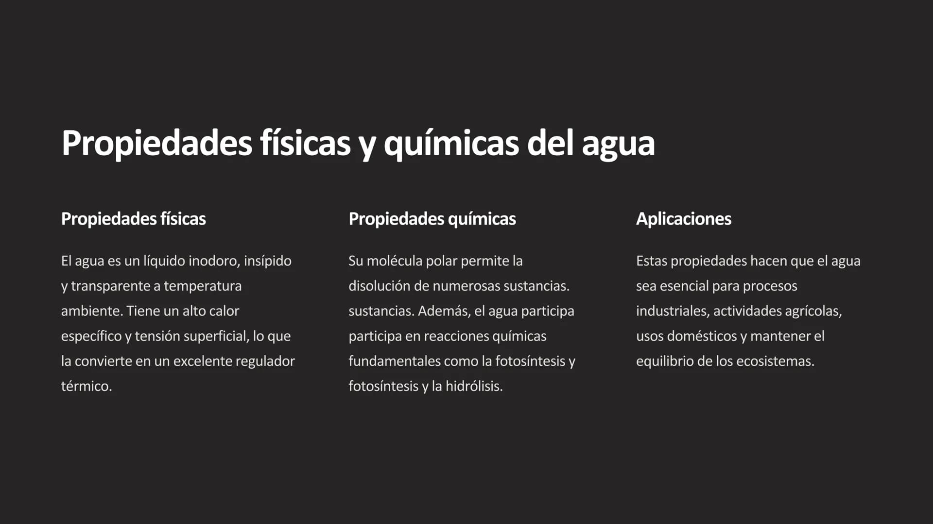 6+6–
5+
1
I-
H
5+
Química del agua:
Propiedades, ciclo
hidrológico, tratamiento
El agua es un compuesto químico fundamental para la vida.
Po