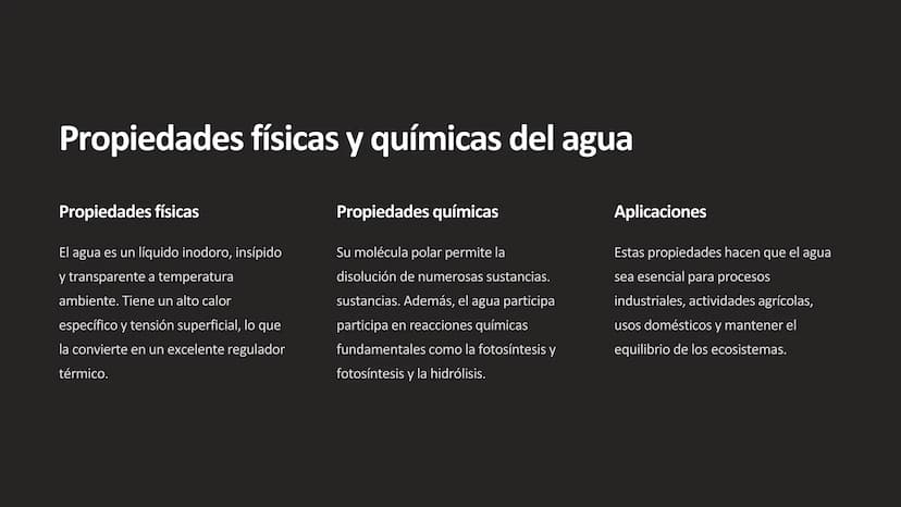 6+6–
5+
1
I-
H
5+
Química del agua:
Propiedades, ciclo
hidrológico, tratamiento
El agua es un compuesto químico fundamental para la vida.
Po