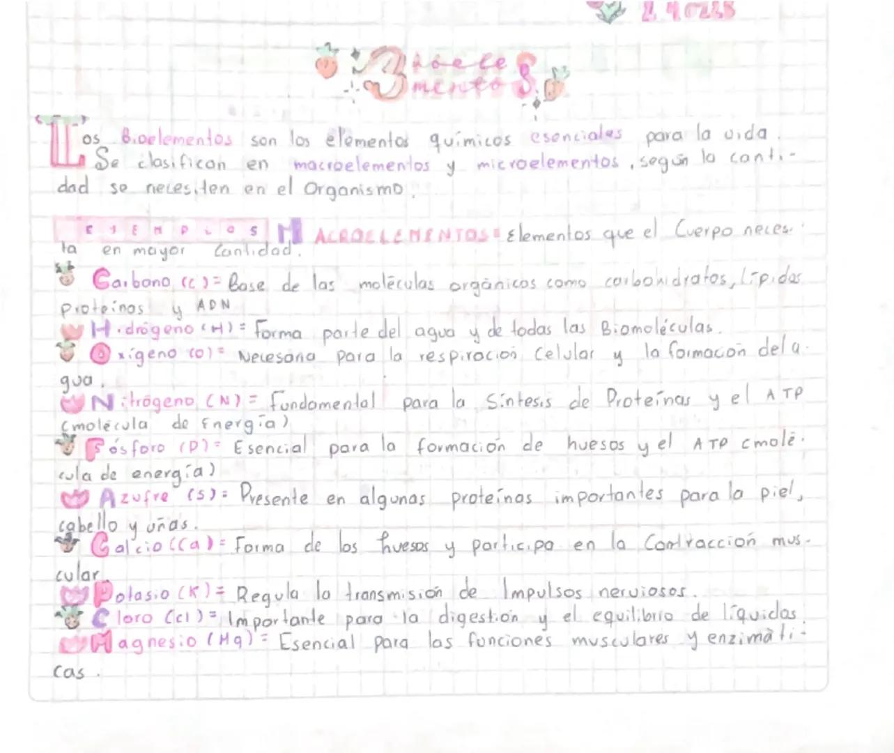 13
mento
240225
OS
Bioelementos
Los Bople
dad
Se clasifican
son los elementos químicos esenciales para la vida
en macroelementos y microelem