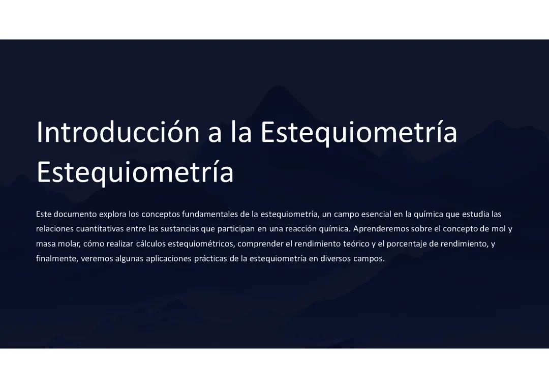 Introducción a la Estequiometría