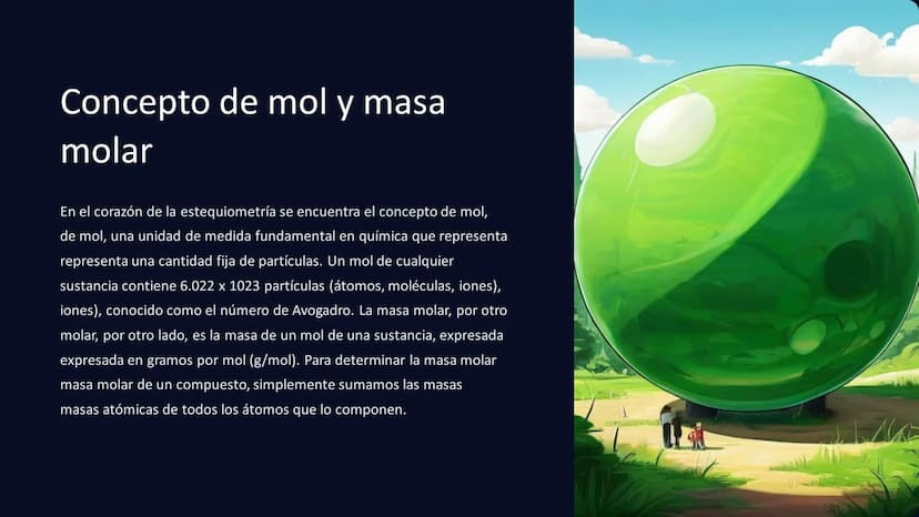 Introducción a la Estequiometría
Estequiometría
Este documento explora los conceptos fundamentales de la estequiometría, un campo esencial e