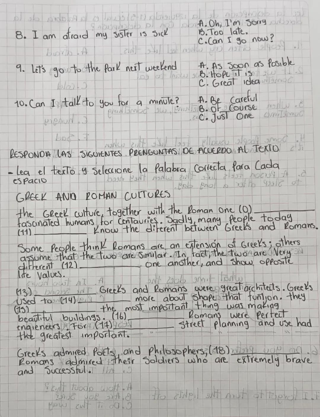 OOOCICFES INGLES
Lee la descripción de la 12quierda (1-5) ¿cual es la palabra de la
derecha (A-H) Concuerda Con la descripción?
1. People of