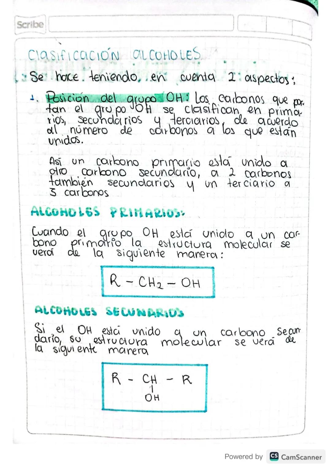15
05
24
Scribe
NomenclaTURO
ALCOHOLES, FENOLES Y ETERES
sencia de un
प
los alcoholes fenoles tienen en común la pre-
grupo hidroxilo. En nu