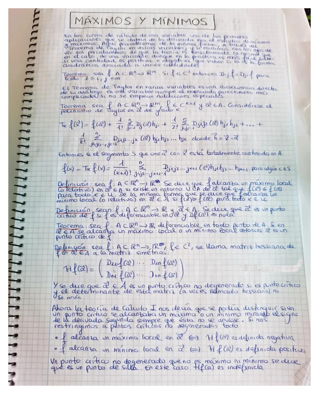# MÁXIMOS Y MÍNIMOS

En los cursos de cálculo de una variable una de las primeras
aplicaciones que se daban de la derivada esa el estuctio d