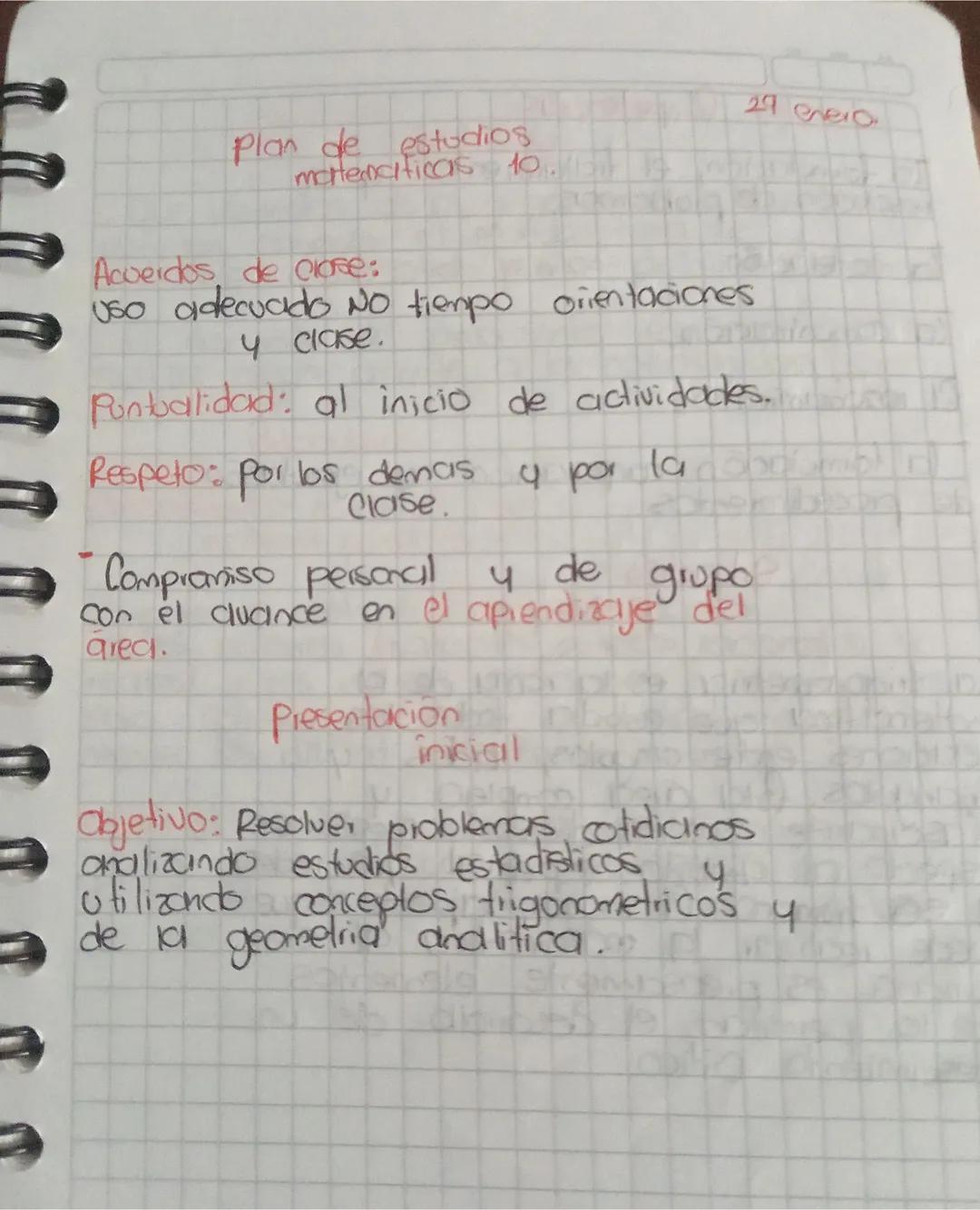 29 enero

Plan de estudios
matematicas 10.

Acuerdos de close:
uso adecuado no tiempo orientaciones
y clase.

Puntualidad: al inicio de acti