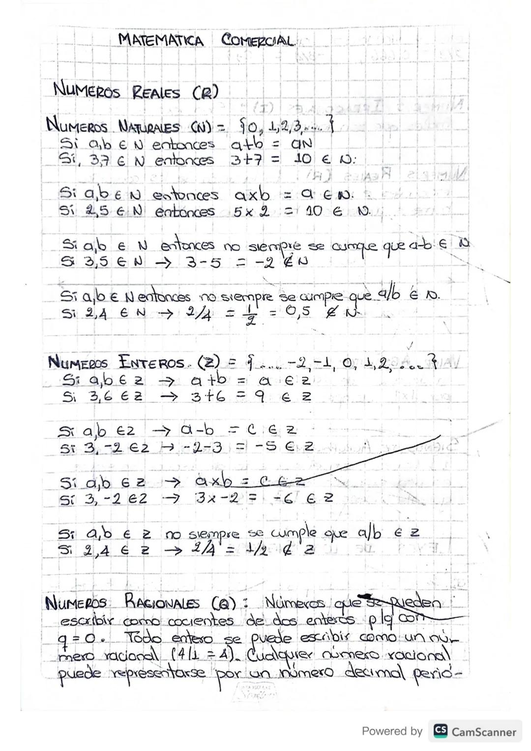MATEMATICA COMERCIAL NUMEROS REALES