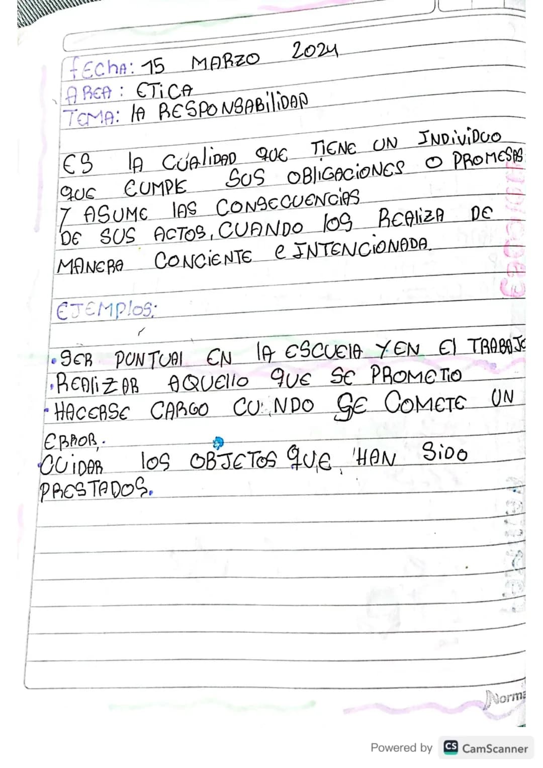 FECHA: 15 MARZO
2024
AREA ETICA
TEMA: A RESPONSABiliDAP
ES
QUE
IA CUALIDAD QUE TIENE UN INDiviDuo
SUS OBLIGACIONES PROMESAS
CUMPE
7 ASUME LA