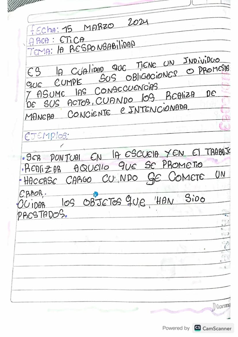 FECHA: 15 MARZO
2024
AREA ETICA
TEMA: A RESPONSABiliDAP
ES
QUE
IA CUALIDAD QUE TIENE UN INDiviDuo
SUS OBLIGACIONES PROMESAS
CUMPE
7 ASUME LA