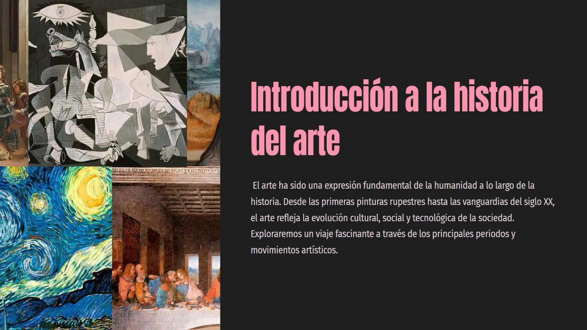# Introducción a la historia
del arte

El arte ha sido una expresión fundamental de la humanidad a lo largo de la
historia. Desde las primer