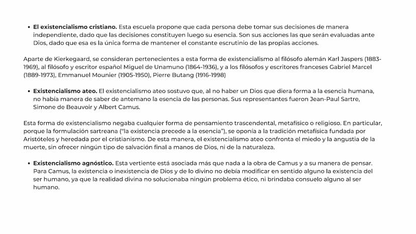 Existencialismo ¿QUE ES?
El existencialismo es una corriente filosófica que piensa que las
personas primero existen y después adquieren su e