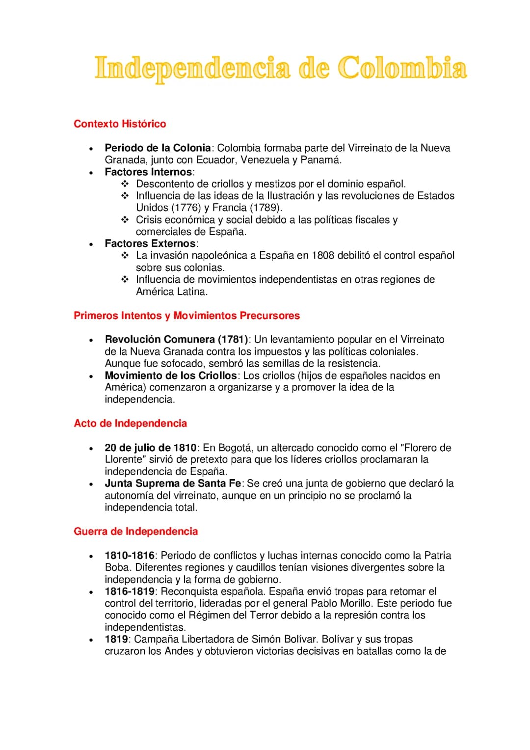 idepedencia de colombia 